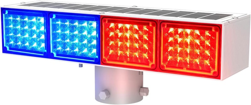 Aolyty Solar Strobe Light, Bright Red & Blue Light Flashing IP65 Waterproof Solar Warning Lights Double-Sided Security Lights 2 Modes 160LEDS for Construction Site, Dock, Crossroad, Driveway (1) - Image 1
